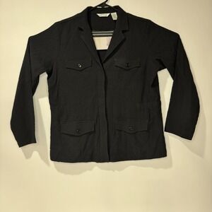 Orvis Women's Black Textured Safari/utility Jacket. Lightweight Size L Crinkle